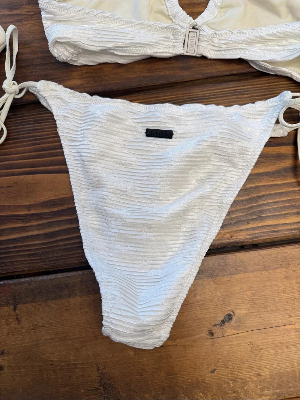 triangl swimwear White Textured Tie-Side Bikini Set. Like new!  Top M/Bottom L.
